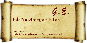 Günszberger Elek névjegykártya